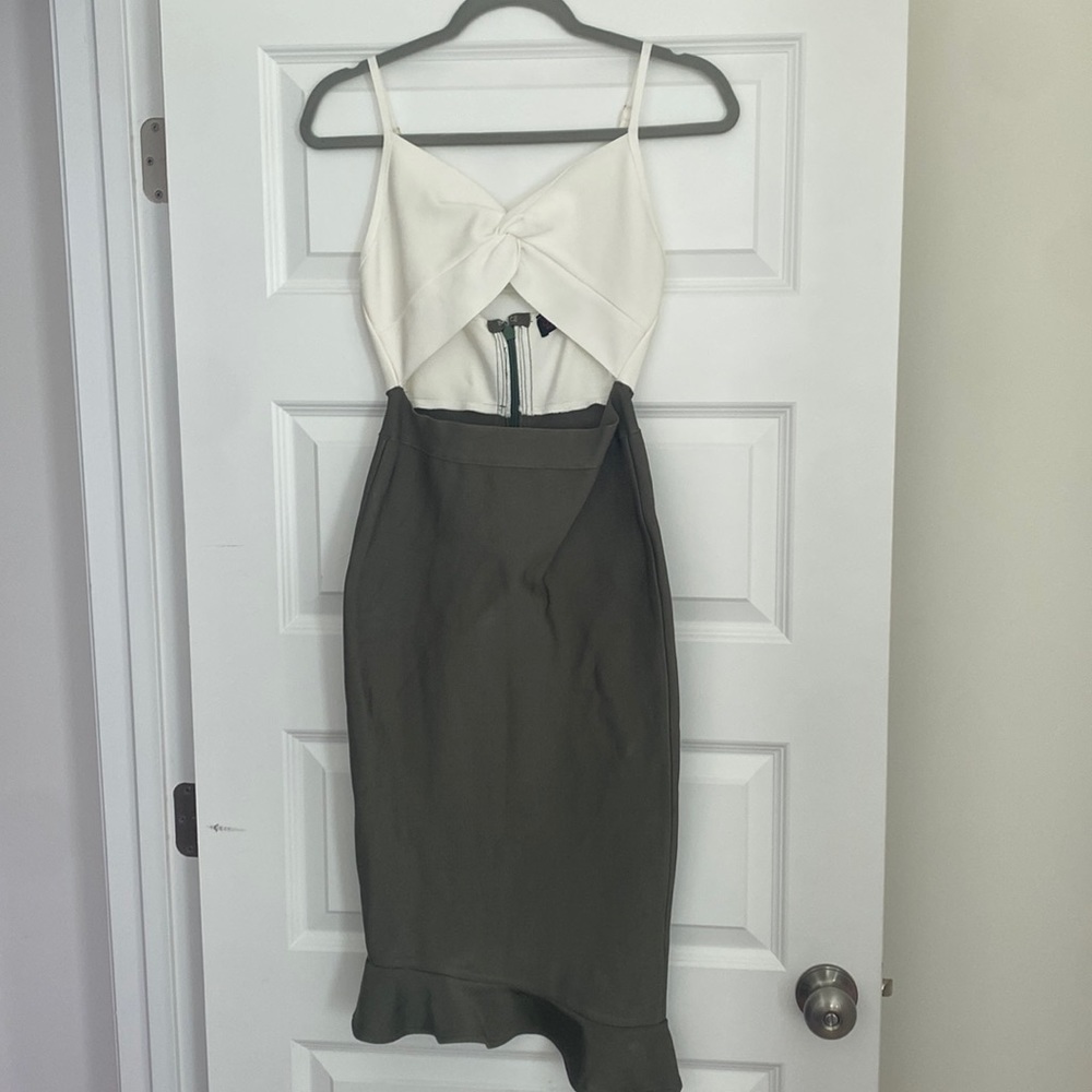 Green and cream bandage dress